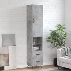 Greatstore Skříň highboard betonově šedá 34,5x34x180 cm kompozitní dřevo