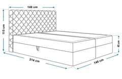 Veneti Boxspringová manželská postel BRUNA 2 - 140x200, světle šedá