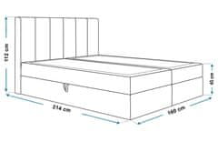 Veneti Boxspringová manželská postel BINDI 2 - 160x200, světle šedá