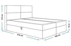 Veneti Boxspringová manželská postel CARLA 1 - 160x200, světle šedá