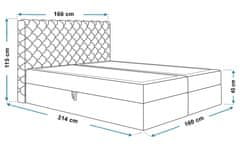 Veneti Boxspringová manželská postel BRUNA 2 - 160x200, světle šedá