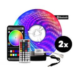 Aga 2x Bluetooth RGB LED pásek 5m + ovladač + zdroj