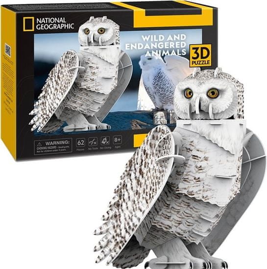 CubicFun 3D puzzle National Geographic: Sněžná sova 62 dílků