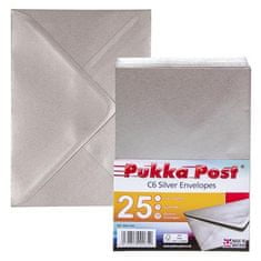 Pukka Pad Obálky "Silver", stříbrná, C6, pogumovaný povrch, 9065-ENV