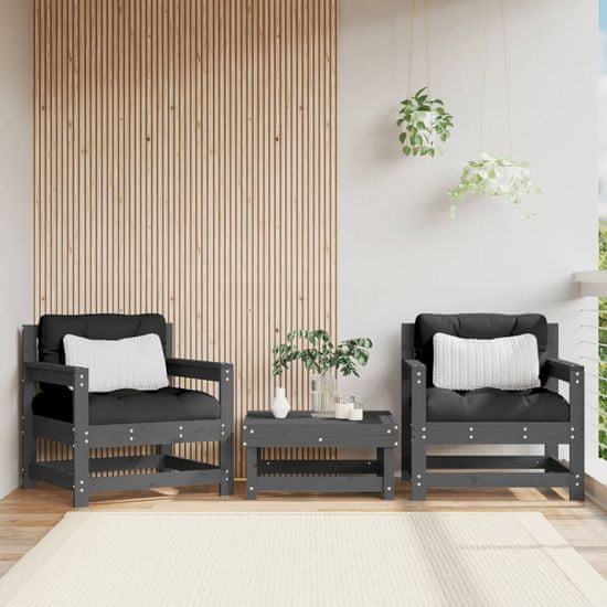 Greatstore Zahradní židle s poduškami 2 ks šedé masivní borové dřevo