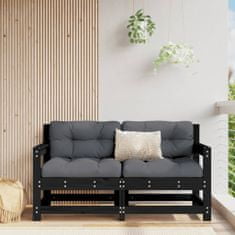 Petromila Zahradní židle s poduškami 2 ks černé masivní borové dřevo