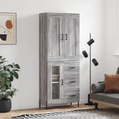 Greatstore Skříň highboard šedá sonoma 69,5 x 34 x 180 cm kompozitní dřevo