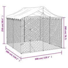 Vidaxl Venkovní psí kotec se střechou stříbrný 3 x 3 x 2,5 m ocel