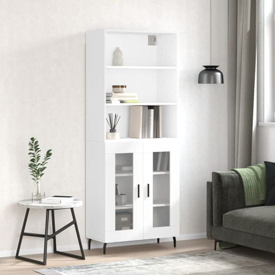 Greatstore Skříň highboard bílá 69,5 x 34 x 180 cm kompozitní dřevo