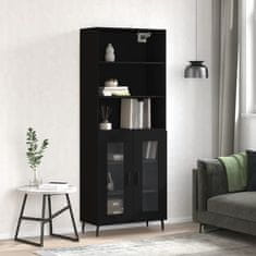 Greatstore Skříň highboard černá 69,5 x 34 x 180 cm kompozitní dřevo