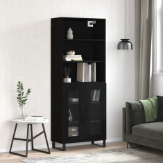 Greatstore Skříň highboard černá 69,5 x 34 x 180 cm kompozitní dřevo