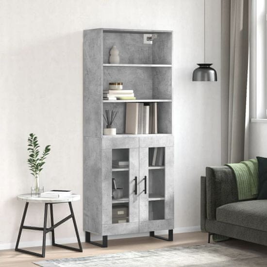 Greatstore Skříň highboard betonově šedá 69,5x34x180 cm kompozitní dřevo