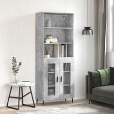 Greatstore Skříň highboard betonově šedá 69,5x34x180 cm kompozitní dřevo