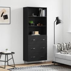 Greatstore Skříň highboard černá 69,5 x 34 x 180 cm kompozitní dřevo