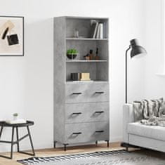 Greatstore Skříň highboard betonově šedá 69,5x34x180 cm kompozitní dřevo