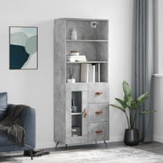 Greatstore Skříň highboard betonově šedá 69,5x34x180 cm kompozitní dřevo