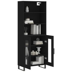 Greatstore Skříň highboard černá 69,5 x 34 x 180 cm kompozitní dřevo