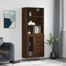 Greatstore Skříň highboard hnědý dub 69,5 x 34 x 180 cm kompozitní dřevo