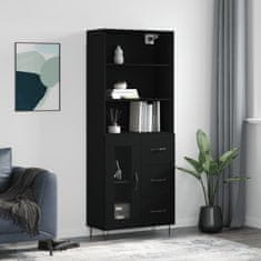 Greatstore Skříň highboard černá 69,5 x 34 x 180 cm kompozitní dřevo