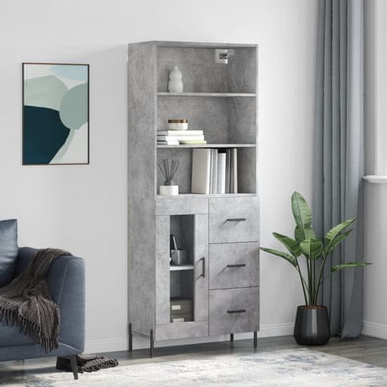 Vidaxl Skříň highboard betonově šedá 69,5x34x180 cm kompozitní dřevo