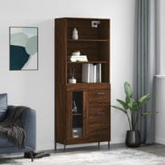 Greatstore Skříň highboard hnědý dub 69,5 x 34 x 180 cm kompozitní dřevo