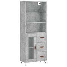 Greatstore Skříň highboard betonově šedá 69,5x34x180 cm kompozitní dřevo