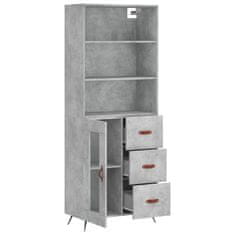 Greatstore Skříň highboard betonově šedá 69,5x34x180 cm kompozitní dřevo