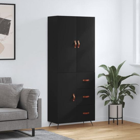 Greatstore Skříň highboard černá 69,5 x 34 x 180 cm kompozitní dřevo