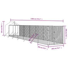 Greatstore Venkovní psí kotec se střechou stříbrný 2 x 14 x 2,5 m ocel