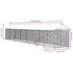 Vidaxl Venkovní psí kotec se střechou stříbrný 2 x 14 x 2,5 m ocel