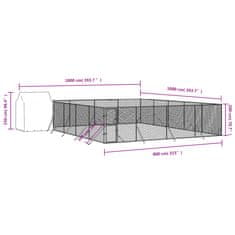 Greatstore Venkovní psí kotec se střechou stříbrný 10 x 10 x 2,5 m ocel