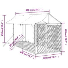 Greatstore Venkovní psí kotec se střechou stříbrný 2 x 6 x 2,5 m ocel