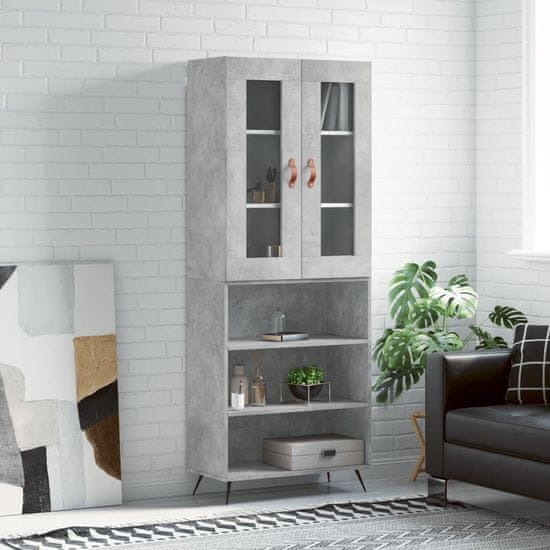 Vidaxl Skříň highboard betonově šedá 69,5x34x180 cm kompozitní dřevo