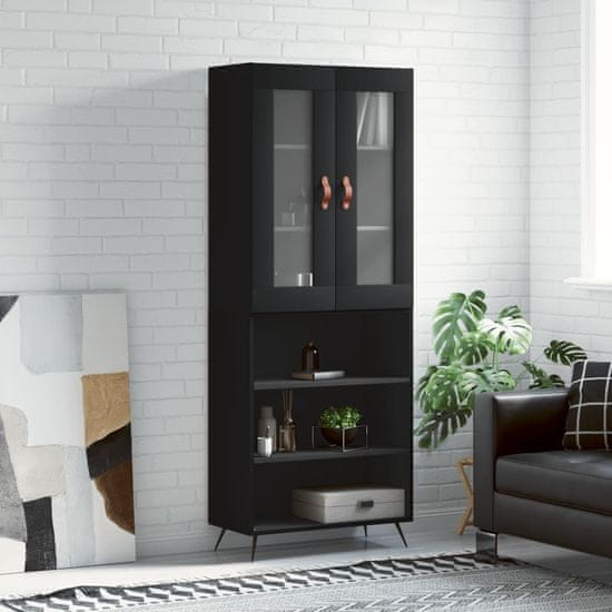 Vidaxl Skříň highboard černá 69,5 x 34 x 180 cm kompozitní dřevo