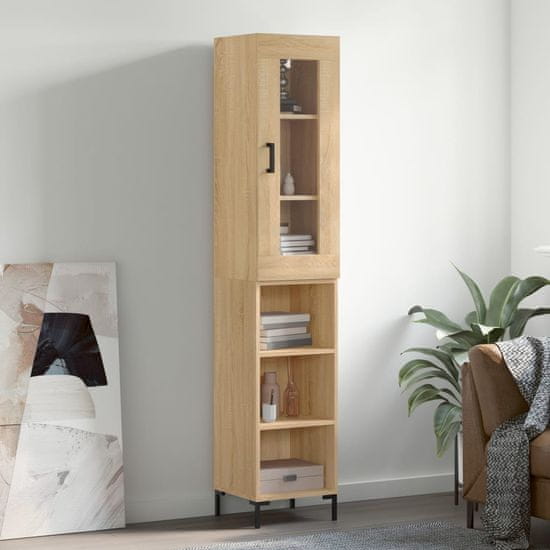 Greatstore Skříň highboard dub sonoma 34,5 x 34 x 180 cm kompozitní dřevo