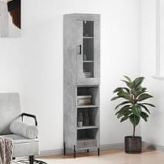 Greatstore Skříň highboard betonově šedá 34,5x34x180 cm kompozitní dřevo