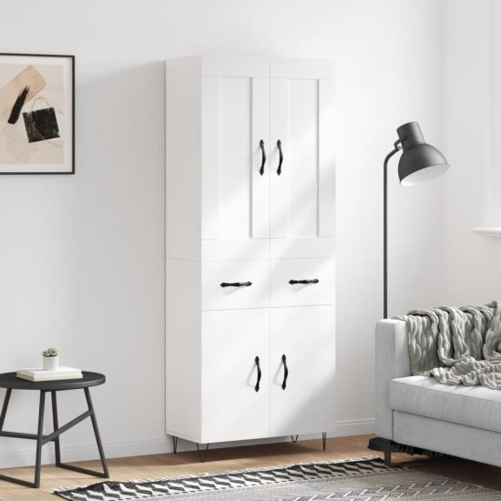 Greatstore Skříň highboard bílá 69,5 x 34 x 180 cm kompozitní dřevo