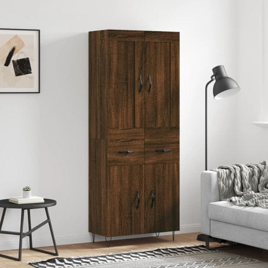 Vidaxl Skříň highboard hnědý dub 69,5 x 34 x 180 cm kompozitní dřevo