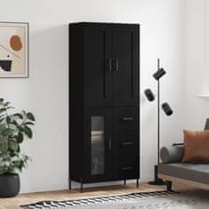 Greatstore Skříň highboard černá 69,5 x 34 x 180 cm kompozitní dřevo