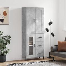 Greatstore Skříň highboard betonově šedá 69,5x34x180 cm kompozitní dřevo