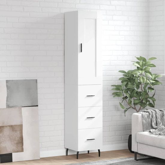 Greatstore Skříň highboard bílá s vysokým leskem 34,5x34x180 cm kompozit