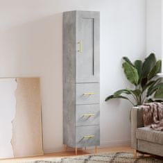 Greatstore Skříň highboard betonově šedá 34,5x34x180 cm kompozitní dřevo