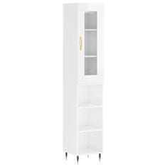 Vidaxl Skříň highboard bílá s vysokým leskem 34,5x34x180 cm kompozit