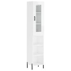 Vidaxl Skříň highboard bílá s vysokým leskem 34,5x34x180 cm kompozit