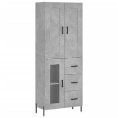 Greatstore Skříň highboard betonově šedá 69,5x34x180 cm kompozitní dřevo