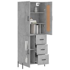 Greatstore Skříň highboard betonově šedá 69,5x34x180 cm kompozitní dřevo