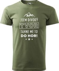 Hobbytriko Pánské tričko na hory - Jsem divoký tvor, táhne mě to do hor! Barva: Světlá khaki (28), Velikost: 2XL, Střih: pánský