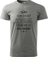 Hobbytriko Pánské tričko na hory - Jsem divoký tvor, táhne mě to do hor! Barva: Světlá khaki (28), Velikost: 2XL, Střih: pánský