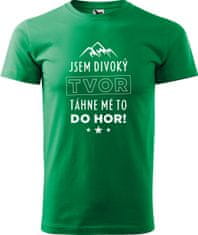 Hobbytriko Pánské tričko na hory - Jsem divoký tvor, táhne mě to do hor! Barva: Světlá khaki (28), Velikost: 2XL, Střih: pánský