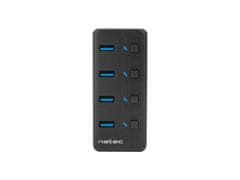 Natec Mantis 2 aktivní rozbočovač s funkcí nabíjení 4x USB 3.0 HUB, vypínač, napájecí adaptér